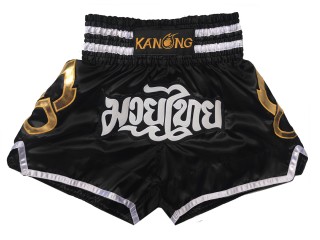 Kanong Muay Thai Kick-box Trenky Šortky pro děti  : KNS-143-Černá-K