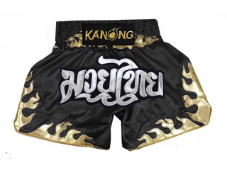 Kanong Muay Thai Kick-box Trenky Šortky pro děti  : KNS-145-Černá-K