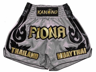 Personalizace Muay Thai Trenky : KNSCUST-1246-šedá